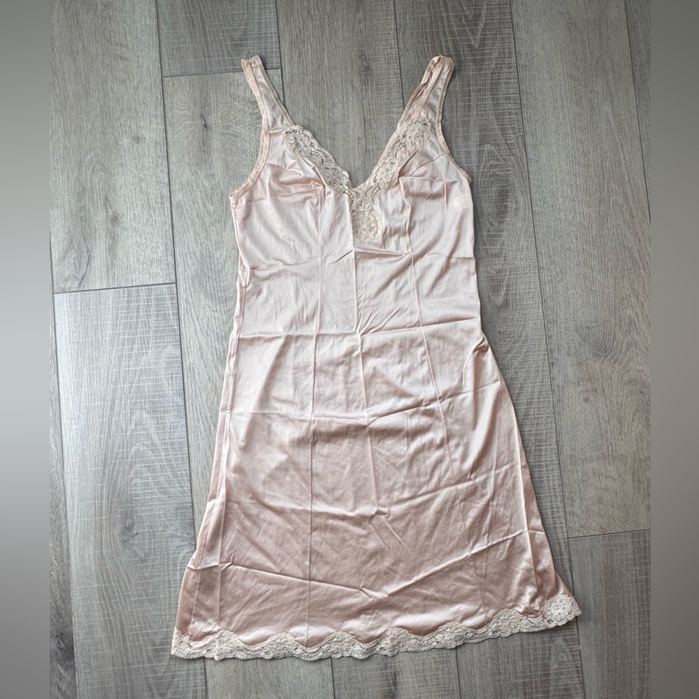 Vintage Slip Dress Sz Med Lace Silky Sexy Lingerie Honeymoon Layer
